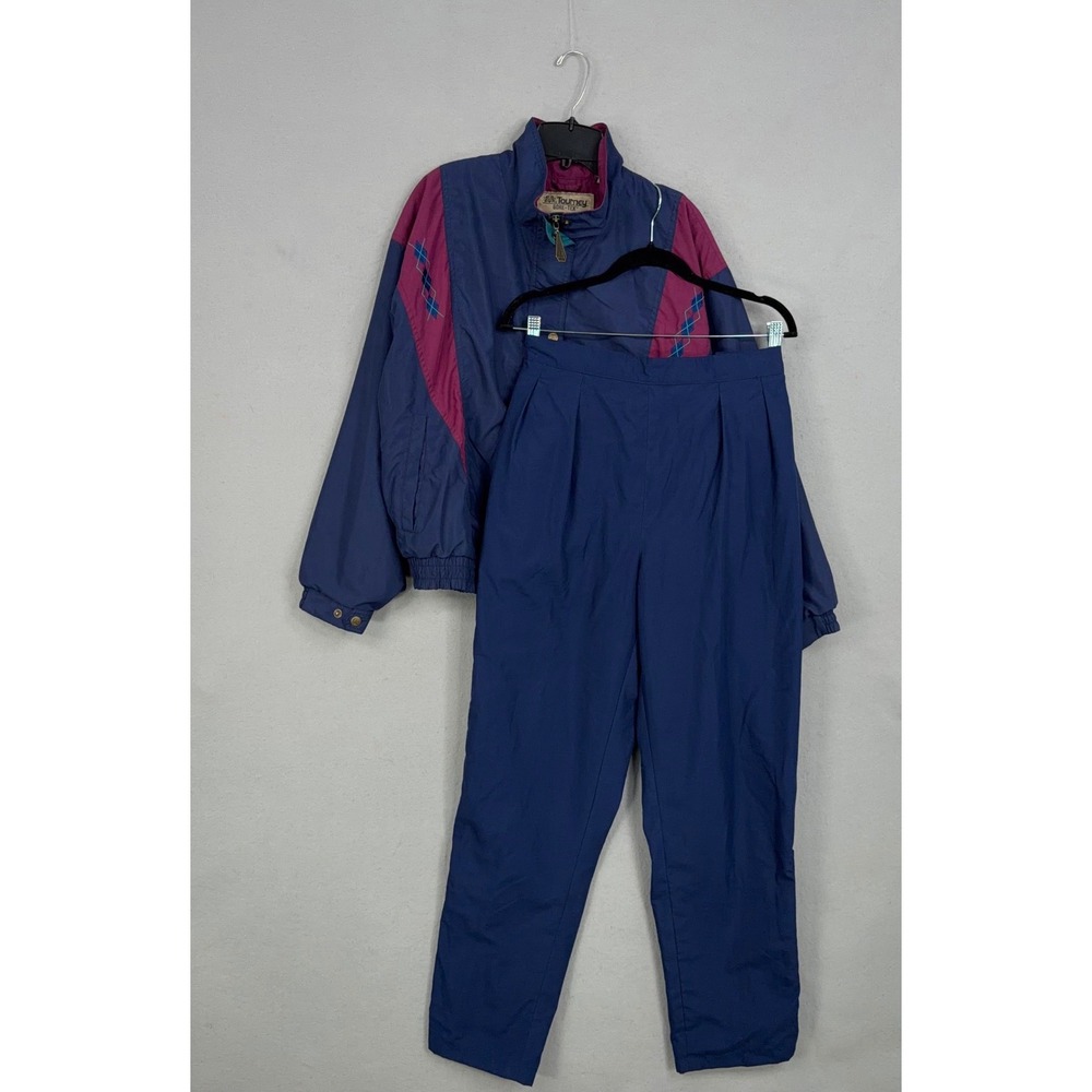 Tourney Tracksuit Women Large Blue Colorblock Gore-Tex Windbreaker Pants Set 90s